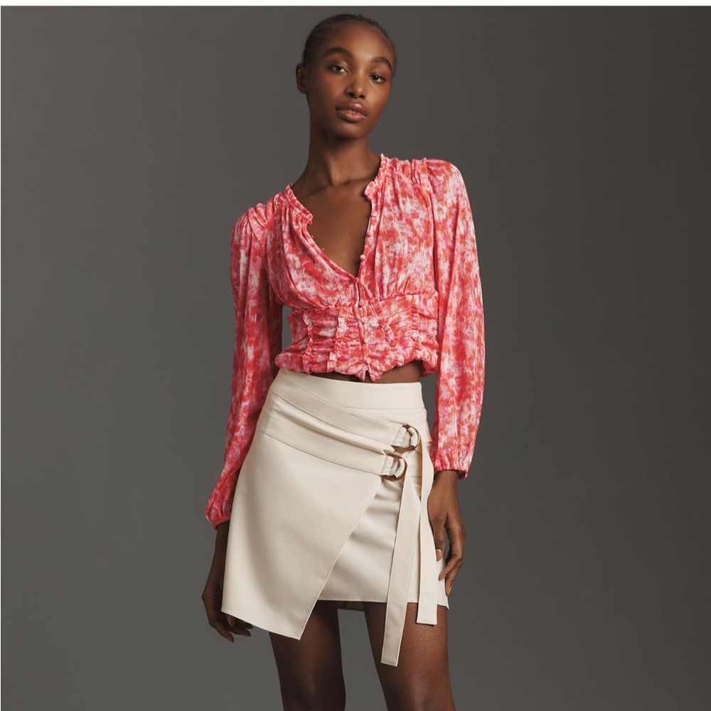 Anthropologie Pink Femme Ruched Crop Top